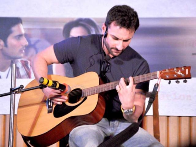 Saif Ali Khan is a skilled guitarist and has been seen playing the instrument often, at his film promotion campaigns and charoty events. He has said in interviews that he would have loved to be in a rock band. (Photo: Getty Images)