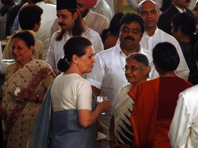 UPA chairperson Sonia Gandhi and Delhi chief minister Sheila Dikshit at an Iftar Party at Prime Minister's residence in New Delhi.