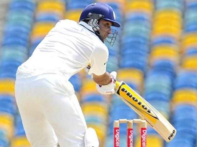 VVS Laxman plays a shot to be caught and dismissed during the fifth day of the second test match between West Indies and India at Kensington Oval in Bridgetown, Barbados, July 2, 2011. AFP photo/Emmanuel Dunand
