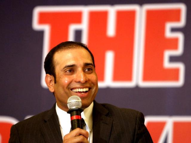 Cricketer VVS Laxman addresses a news conference at the Rajiv Gandhi International cricket stadium in Hyderabad. AP/Mahesh Kumar A
