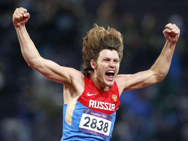 Russia's Ivan Ukhov reacts after winning the men's high jump final during the London 2012 Olympic Games at the Olympic Stadium. Reuters Photo Russia's Ivan Ukhov reacts after winning the men's high jump final during the London 2012 Olympic Games at the Olympic Stadium. Reuters Photo