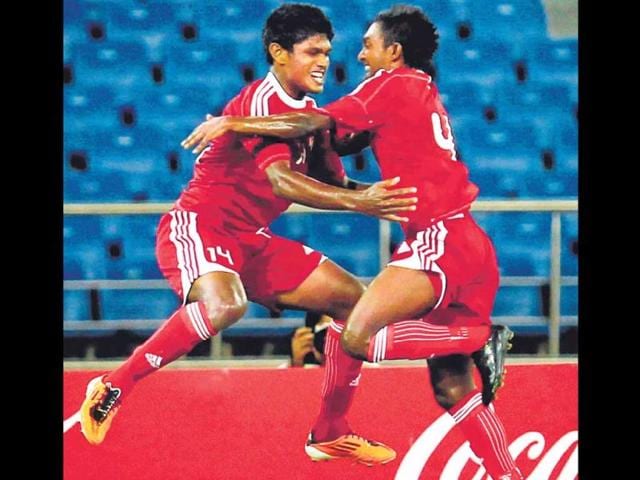Maldives-players-celebrate-after-scoring-against-Nepal-in-New-Delhi-on-Thursday-Ajay-Agarwal-HT-photo