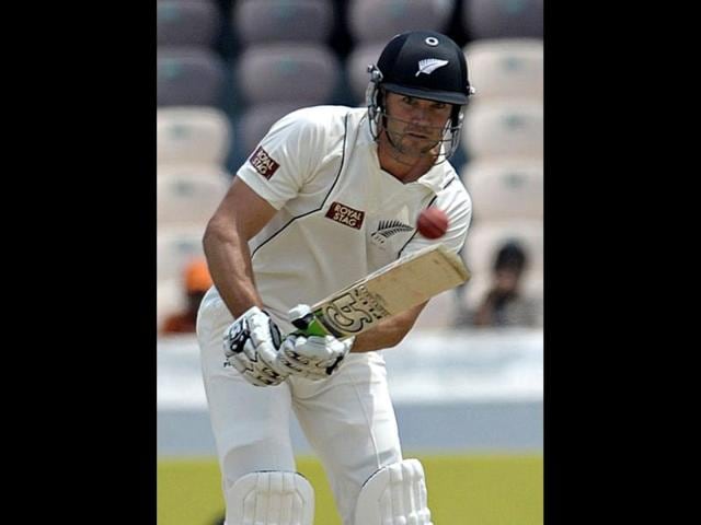 New Zealand cricketer James Franklin plays a shot during the third day of the first Test match between India and New Zealand at the Rajiv Gandhi International Cricket Stadium in Hyderabad . AFP Photo / Noah Seelam New Zealand cricketer James Franklin plays a shot during the third day of the first Test match between India and New Zealand at the Rajiv Gandhi International Cricket Stadium in Hyderabad . AFP Photo / Noah Seelam