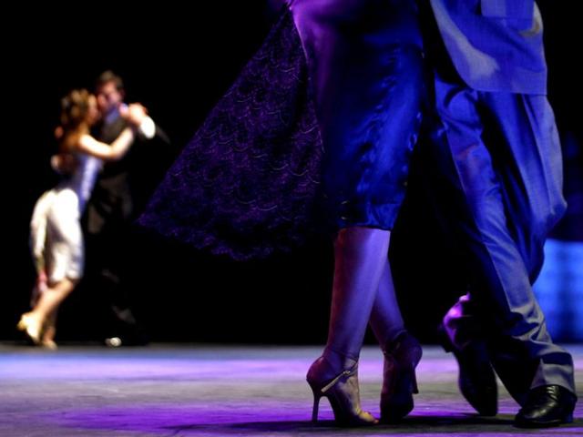 Couples dance during the Salon style Tango World Championship final round in Buenos Aires. REUTERS/Marcos Brindicci