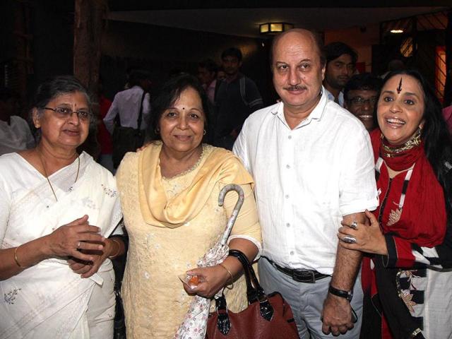 Bollywood actors Sulbha Arya, Rohini Hattangdi, Anupam Kher and Ila Arun at the function. (Photo: AFP) 