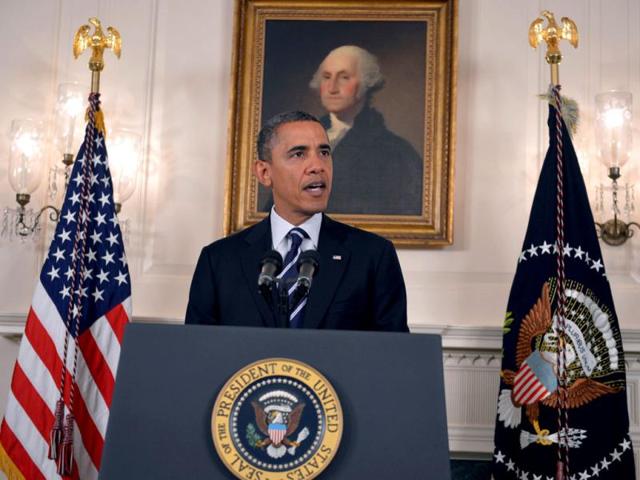 US President Barack Obama delivers a statement on hurricane Isaac in the Diplomatic Reception Room of the White House in Washington, DC. AFP Photo US President Barack Obama delivers a statement on hurricane Isaac in the Diplomatic Reception Room of the White House in Washington, DC. AFP Photo