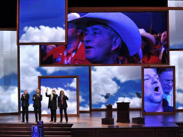 American country and gospel vocal quartet Oak Ridge Boys performs at the Tampa Bay Times Forum in Florida during the Republican National Convention. AFP/Stan Honda