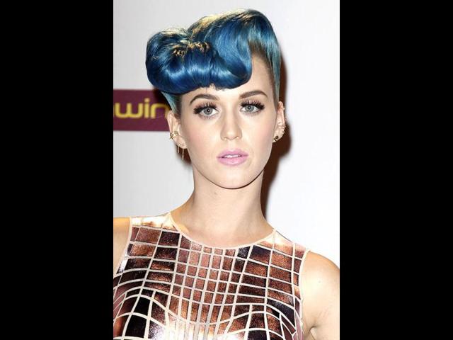 Katy's blue quiff is quite creative.