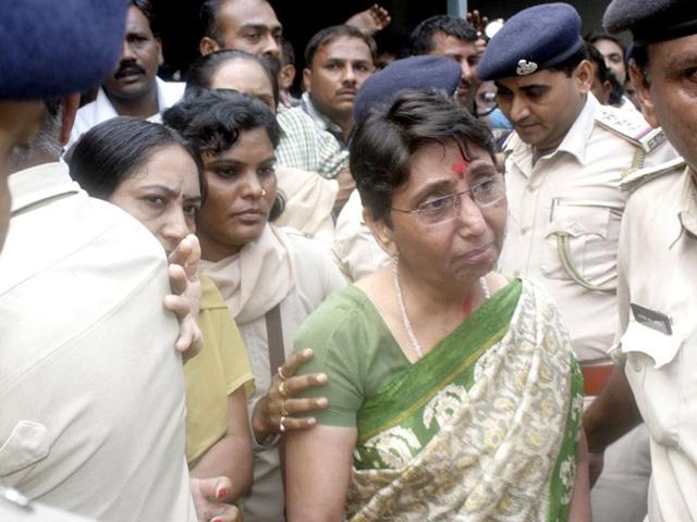 Former minister in Gujarat chief minister Narendra Modi's government Mayaben Kodnani being taken to Sabarmati Central Jail after she was convicted by a Special court in the Naroda Patia Case 2002, in Ahmedabad. Agencies