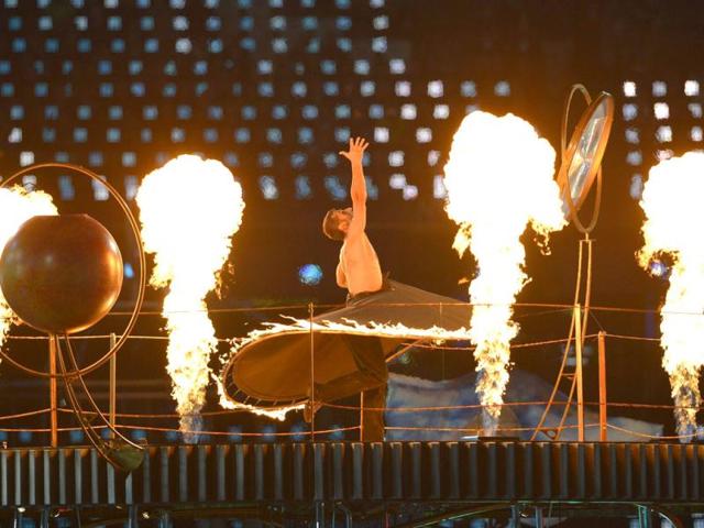 An artist performs during the opening ceremony of the London 2012 Paralympic Games at the Olympic Stadium in east London. AFP Photo An artist performs during the opening ceremony of the London 2012 Paralympic Games at the Olympic Stadium in east London. AFP Photo