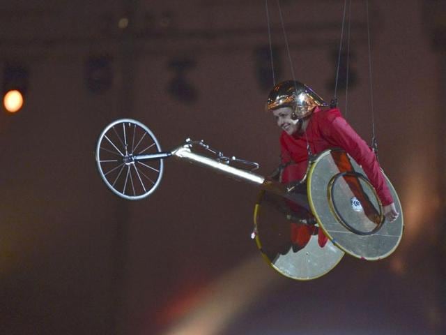 Former Paralympic athlete, Tanni Grey-Thompson, is lifted into the air in the Olympic Stadium during the opening ceremony of the London 2012 Paralympic Games. Reuters Photo Former Paralympic athlete, Tanni Grey-Thompson, is lifted into the air in the Olympic Stadium during the opening ceremony of the London 2012 Paralympic Games. Reuters Photo