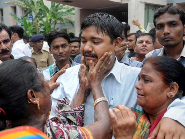 Relatives of the convicts in 2002 Naroda Patiya massacre case, in tears outside the court on the day of pronouncement of sentence in the case, in Ahmedabad. PTI Photo