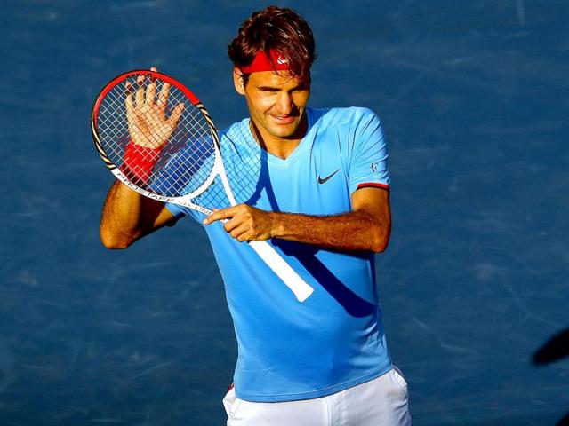 Roger Federer of Switzerland reacts after defeating Fernando Verdasco of Spain during their men's singles third round match on Day Six of the 2012 US Open at USTA Billie Jean King National Tennis Center, New York City. Elsa/Getty Images/AFP
