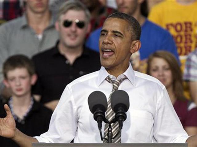 US President Barack Obama speaks during a campaign stop in Sioux City, Iowa. AP Photo/Nati Harnik