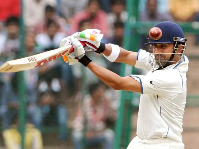 Gautam Gambhir plays a shot during Day 4 of the second Test match between India and New Zealand in Bangalore AFP/Manjunath Kiran