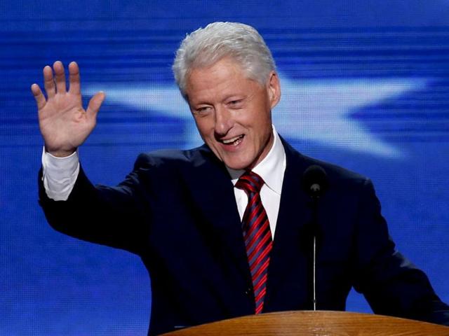 Former US President Bill Clinton waves as he arrives to address the second session of the Democratic National Convention in Charlotte, North Carolina. Reuters/Jason Reed