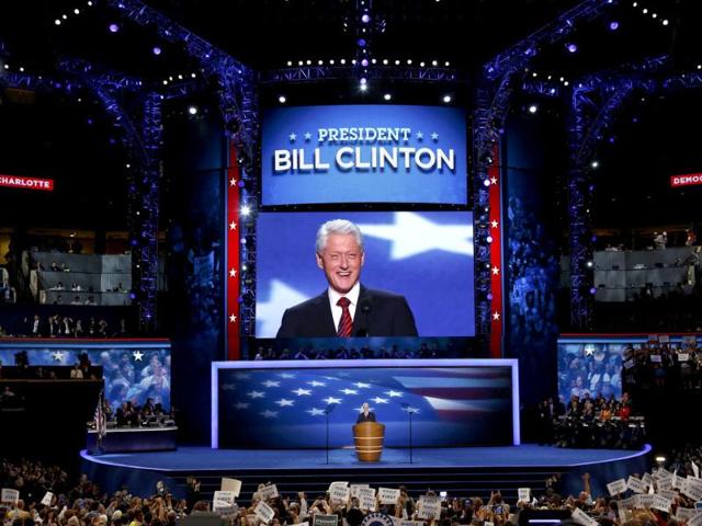 Former President Bill Clinton addresses delegates during the second session of the Democratic National Convention in Charlotte, North Carolina. Reuters/Jason Reed