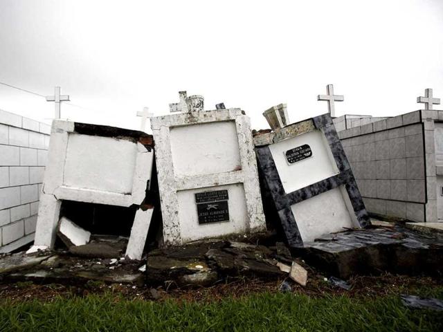 Tombstones that collapsed during an earthquake are seen at a cemetery in Alajuela on the outskirts of San Jose September. Reuters Photo