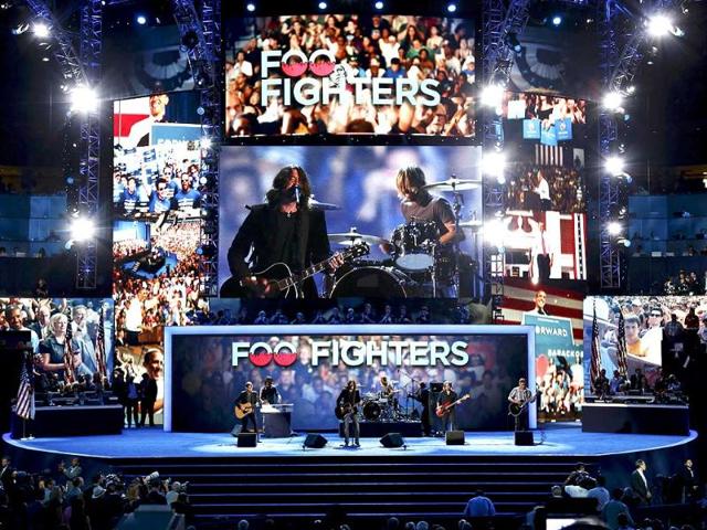 Lead singer Dave Grohl and the Foo Fighters perform during the final session of the Democratic National Convention in Charlotte, North Carolina. Reuters/Jason Reed