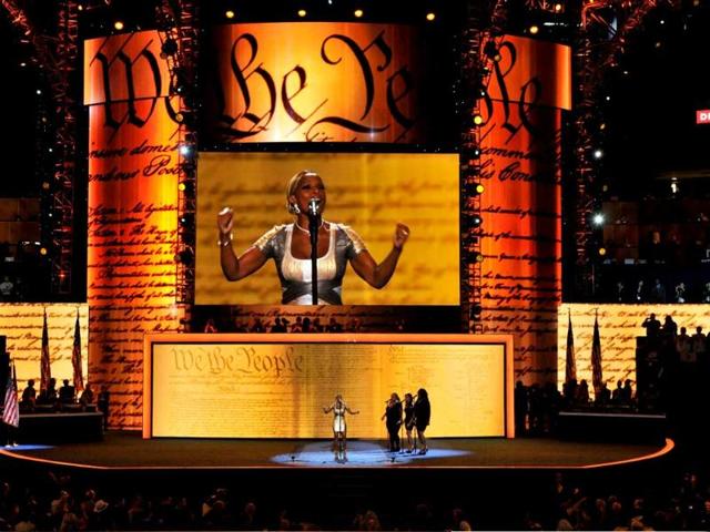 Singer Mary J Blige performs at the Time Warner Cable Arena in Charlotte, North Carolina on the final day of the Democratic National Convention. AFP/Stan Honda