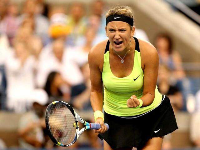 Victoria Azarenka of Belarus celebrates a point during the women's singles final match against Serena Williams of the United States at the US Open tennis tournament in New York. (Matthew Stockman/Getty Images/AFP)