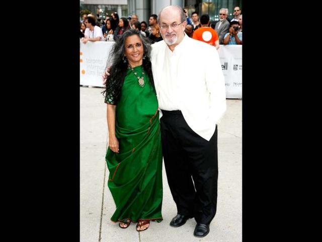 Director Deepa Mehta with writer Salman Rushdie during the 37th Toronto International Film Festival. Rushdie wrote the book in 1981 which went on to win the Booker Prize. It was awarded the 'Booker of Bookers' Prize and the best all-time prize winners in 1993 and 2008 to celebrate the Booker Prize 25th and 40th anniversary.
