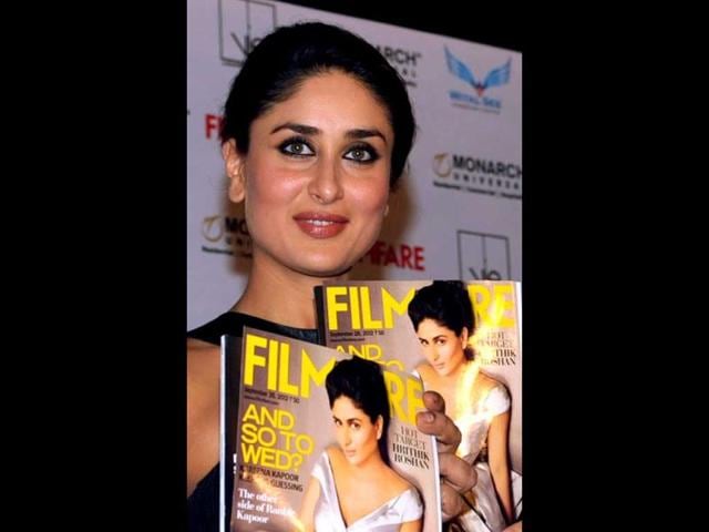 Kareena Kapoor poses with the magazine at the event.