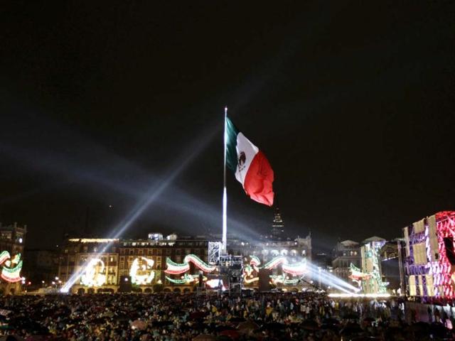 People celebrate the 202nd anniversary of Mexico's independence from Spain at Zocalo square in downtown Mexico City. Mexican President Felipe Calderon shouted the "cry of independence" at the National Palace, echoing the cry by priest Miguel Hidalgo used to launch the revolution in 1810. Reuters/Henry Romero
