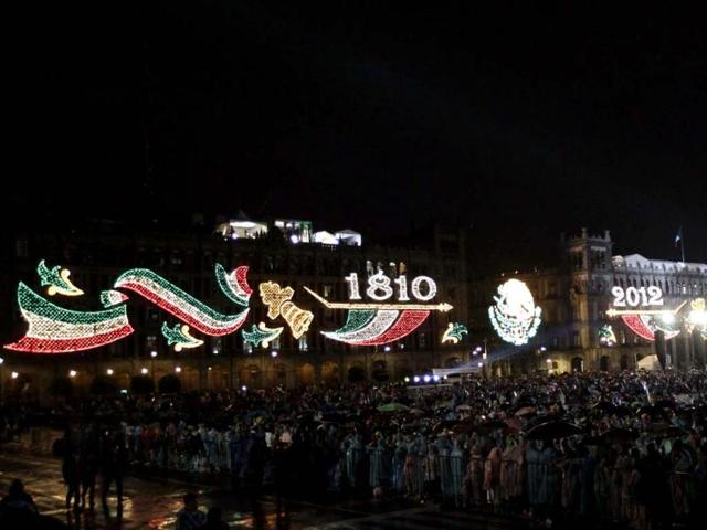 People celebrate the 202nd anniversary of their independence from Spain at Zocalo square in downtown Mexico City. Mexican President Felipe Calderon shouted the "Cry of Independence" at the National Palace, echoing the cry by priest Miguel Hidalgo. Reuters/Henry Romero