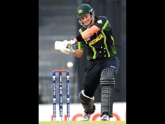 Shane Watson plays a shot during the ICC Twenty20 Cricket World Cup match between Australia and Ireland at the R. Premadasa Stadium in Colombo. AFP Photo
