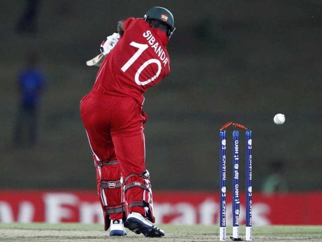 Zimbabwe's Vusi Sibanda is bowled by South Africa's Morne Morkel during their Twenty20 World Cup cricket match in Hambantota. Reuters photo