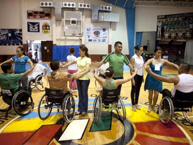 Combined dancers train before the First Regional Dance Competition on Wheelchair Sports in Cancun. Reuters/Victor Ruiz Garcia 