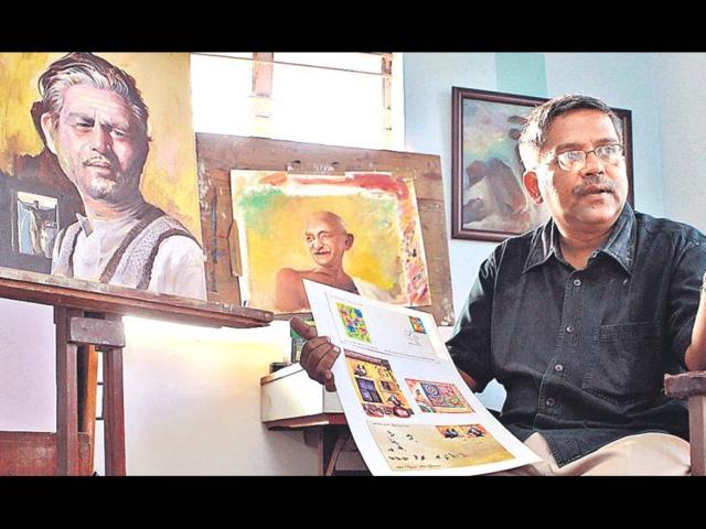 Sankha-Samanta-at-his-home-cum-studio-in-Vikaspuri-HT-Vipin-Kumar