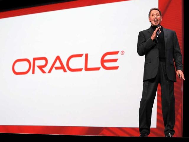 Oracle CEO Larry Ellison delivers a keynote address during the 2012 Oracle Open World conference in San Francisco, California. AFP Photo