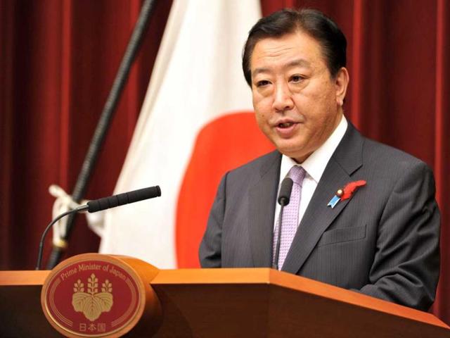 Japan's Prime Minister Yoshihiko Noda speaks during a press conference at the Prime Minister's Office in Tokyo. AFP Photo