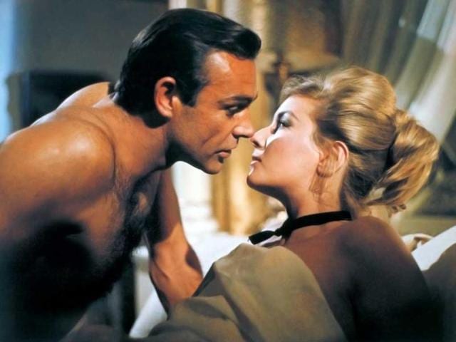 This publicity photo shows Sean Connery, left, as James Bond in a scene from the 1963 film, From Russia With Love.