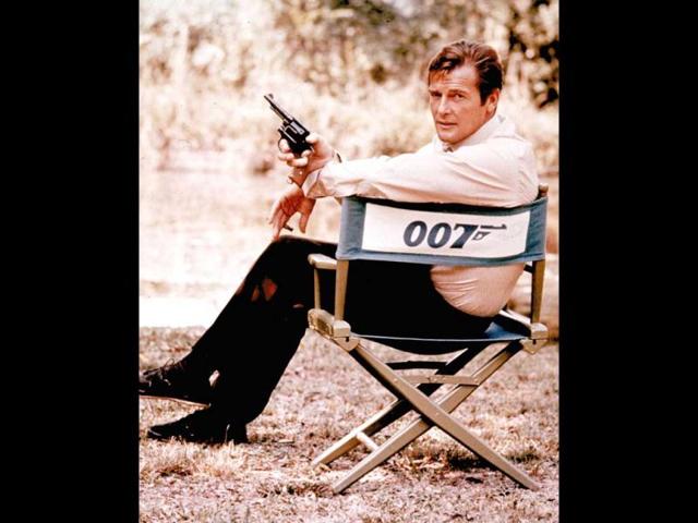 British actor Roger Moore, playing the title role of secret service agent 007, James Bond, is shown on location in England in 1972. Moore, played Bond in seven films, more than any other actor. (AP Photo, File)