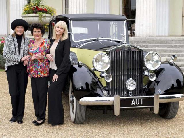 Actresses, from left, Tania Mallet, Eunice Gayson and Britt Ekland pose at a photocall for Bond 50 on Friday, Sept. 21, 2012 in London. (Photo by Jonathan Short/Invision/AP)