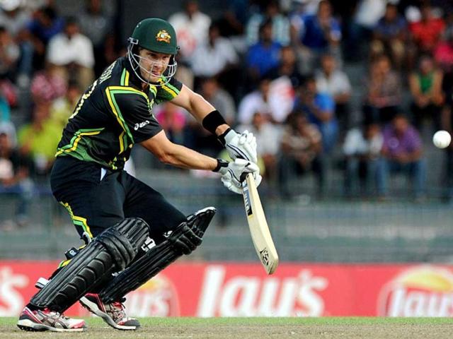 Australian cricketer Shane Watson plays a shot during the ICC Twenty20 Cricket World Cup's Super Eight match between Australia and Pakistan at the R Premadasa International Cricket Stadium in Colombo. AFP Photo/ Ishara S.Kodikara