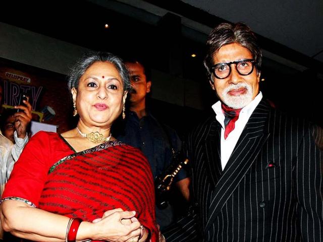 All smiles: Big B and Jaya.