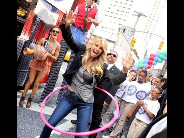 Supermodel Christie Brinkley attends 2012 World Smile Day in Times Square in New York City. (Stephen Lovekin/Getty Images/AFP)