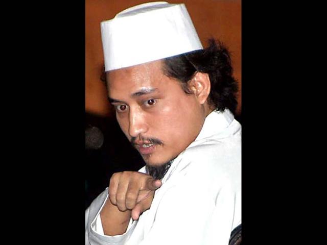 A file photo showing convicted Bali bomber Imam Samudra alias Abdul Aziz during a trial in Denpasar in Bali. AFP Photo