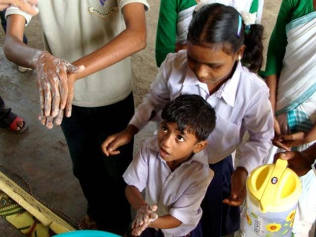 Unicef works with Sarva Siksha Abhiyan and Integrated Child Development Services, to promote hygiene water and sanitation services in schools, Anganwadi and health centers to promote hygiene practices. Photo courtesy: Unicef