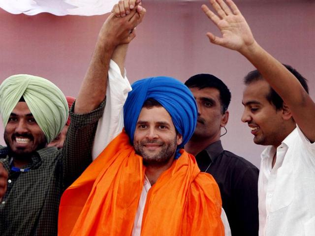 Congress General Secretary Rahul Gandhi during a rally in Panjab University campus, in Chandigarh. Rajnish Katyal/ Hindustan Times