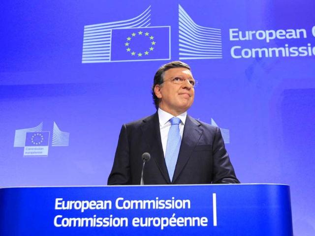 European Commission president Jose Manuel Barroso makes a speech at the EC headquarters in Brussels after the European Union won the Nobel Peace Prize for its long-term role in uniting the continent, the Norwegian Nobel Committee said. Reuters/Yves Herman