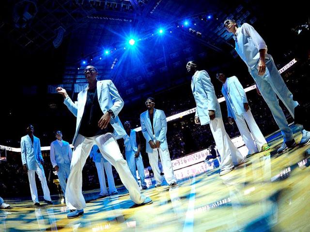 The North Carolina Tar Heels basketball team dances during the annual Late Night with Roy Williams season kickoff at the Dean Smith Center in Chapel Hill, North Carolina. AFP photo