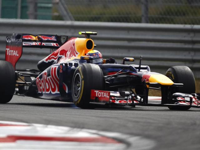 Red Bull driver Mark Webber of Australia steers his car during the third practice session for the Korean Formula One Grand Prix at the Korean International Circuit in Yeongam, South Korea. AP/Dita Alangkara