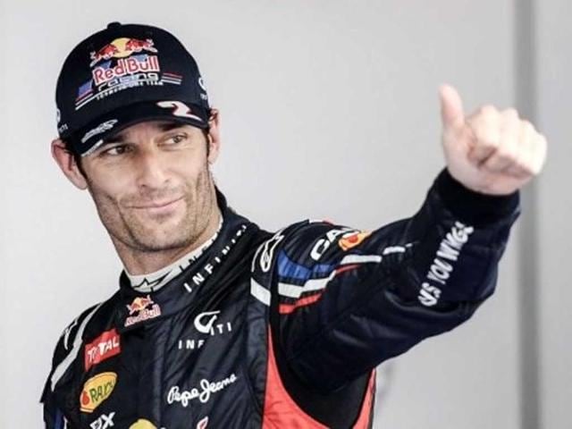 Red Bull-Renault driver Mark Webber of Australia reacts after taking the pole position for the Formula One Korean Grand Prix in Yeongam. AFP / Philippe Lopez