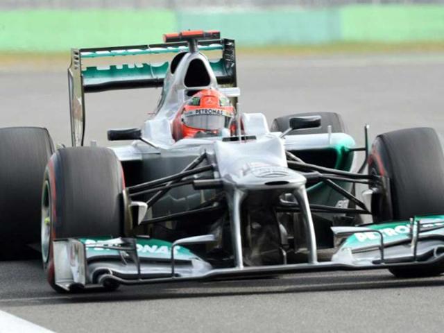 Mercedes AMG Petronas driver Michael Schumacher of Germany takes a corner during the qualifying round of the Formula One Korean Grand Prix in Yeongam. AFP /Roslan Rahman