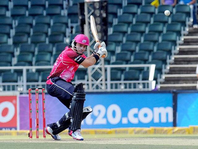 Sydney Sixers batsman Michael Lumb plays a shot during a Group B match of the Champions League T20 between the CSK and the Sydney Sixers at the Wanderers Stadium in Johannesburg. AFP photo